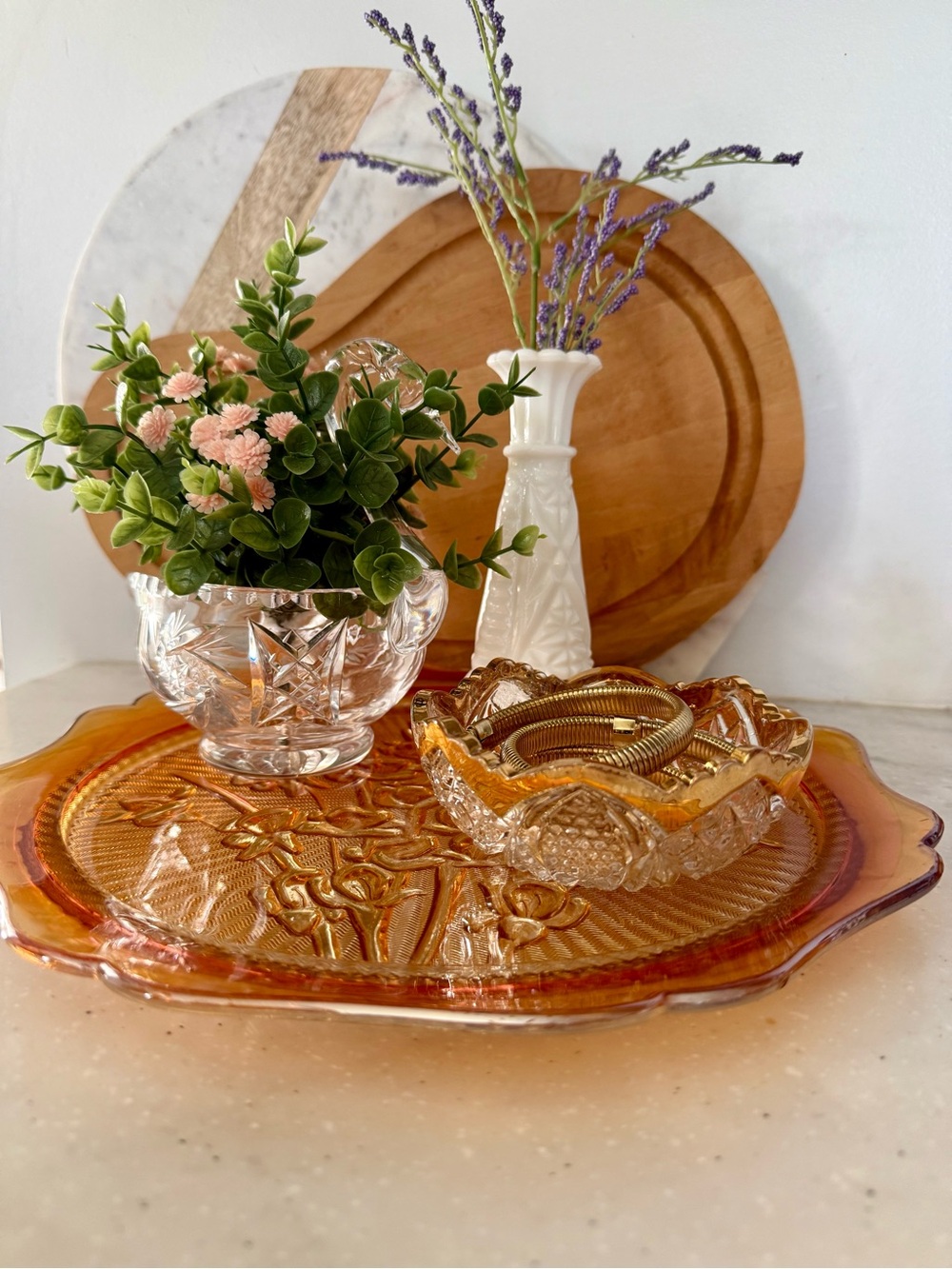 Marigold Carnival Glass Scalloped Serving Tray